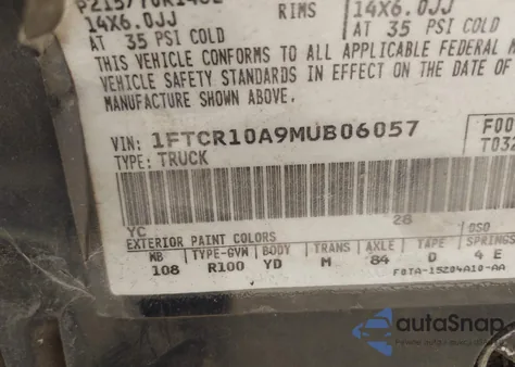 1991 Ford Ranger из США, поврежденный, VIN 1FTCR10A9MUB06057